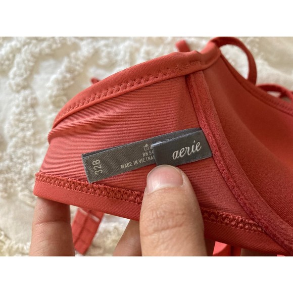 🧺Aerie | Wrap front Bikini top in Coral | 32B - Picture 2 of 2
